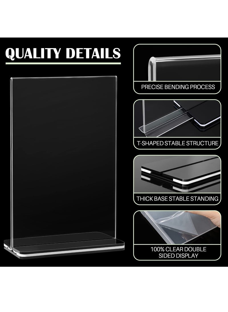 Y&D - Acrylic Sign Holder A6, Clear Table Double Sided T Shape Plastic Desktop Display Vertical Menu Stand Business Store Holders for Wedding School Office Hotel Party(A6, 12 Pack) - Image 1