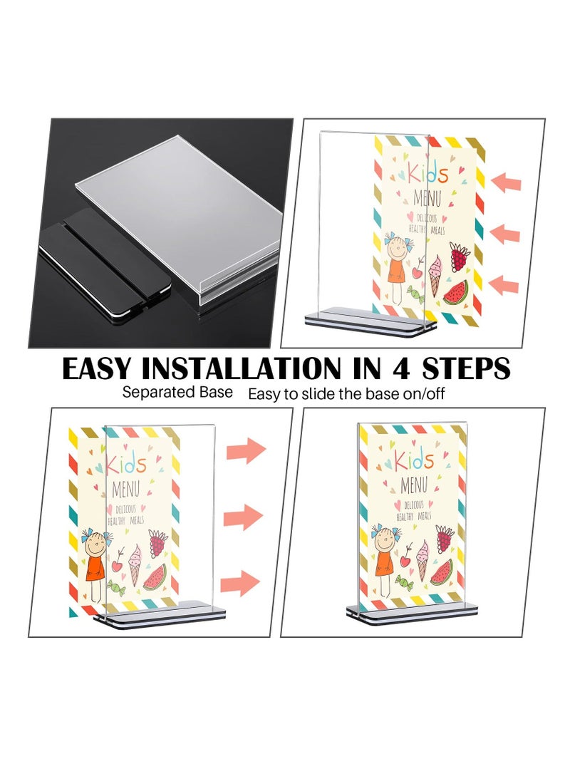 Y&D - Acrylic Sign Holder A6, Clear Table Double Sided T Shape Plastic Desktop Display Vertical Menu Stand Business Store Holders for Wedding School Office Hotel Party(A6, 12 Pack) - Image 1