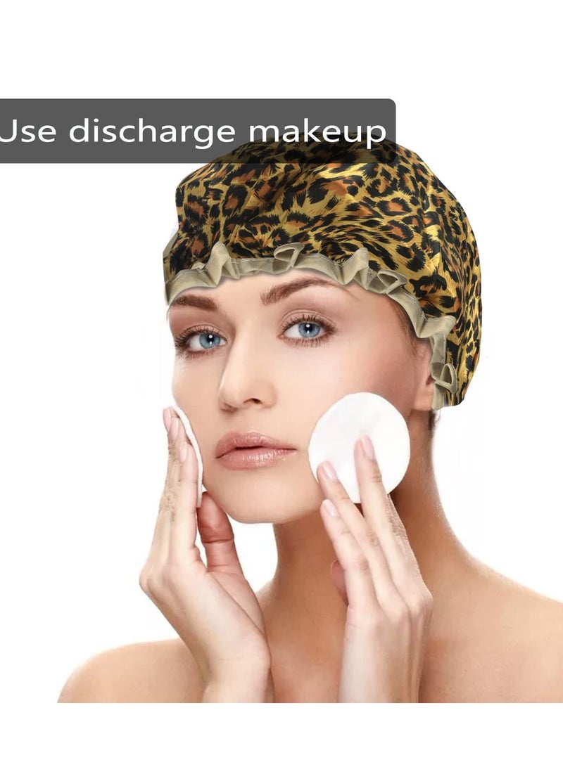 Shower Cap, Luxury Waterproof  Double Layer Reusable, for Women most Hair Lengths and Thicknesses, Spa, Salon, Home Travel Use (4 Pack) - Image 4