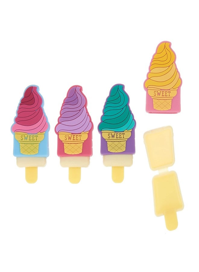 Expressions 4pc Sweet Ice Cream Cone Pucker Pop Lip Gloss Collection - Novelty Ice Cream Cone Popsicle Lip Balms For Kids - Image 1