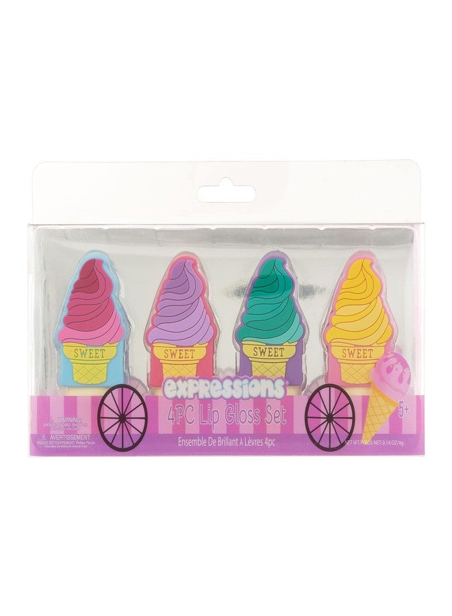 Expressions 4pc Sweet Ice Cream Cone Pucker Pop Lip Gloss Collection - Novelty Ice Cream Cone Popsicle Lip Balms For Kids - Image 3