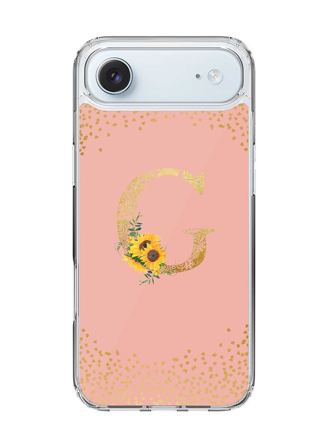 Stylizedd Classic Clear MagSafe Case for iPhone 17 Air , Hybrid Soft Case Flexible Edges Anti Drop TPU PC Gel Thin Transparent Cover [ Designed for iPhone 17 Air ] - Custom Monogram Initial Letter Floral Pattern Alphabet - G  (Rose Pink )