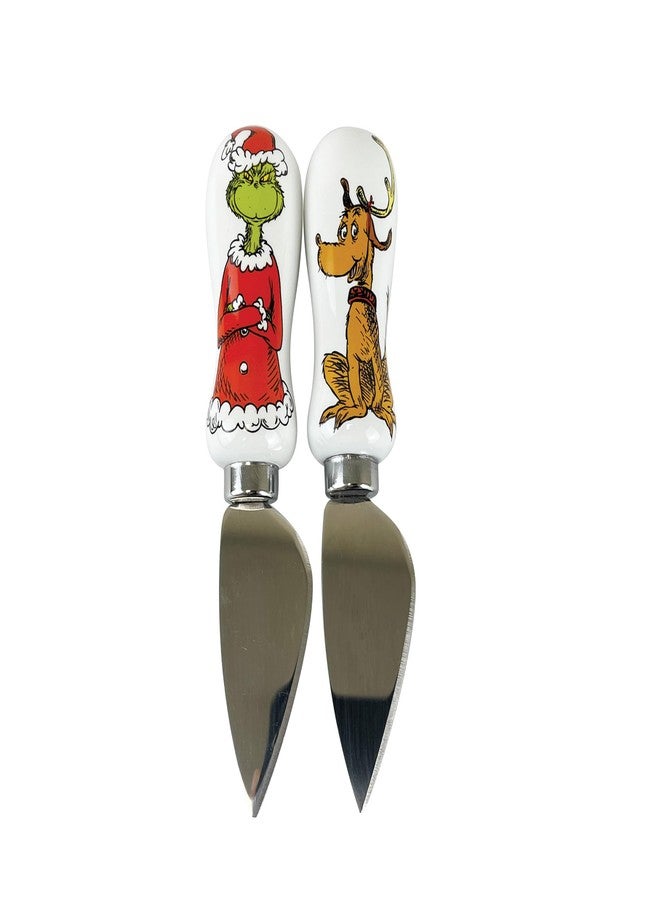 Department 56 Dr. Seuss Santa Grinch and Max Cheese Spreader Set, 5.59 Inch, Multicolor