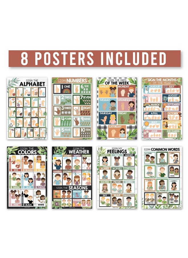 Hadley Designs Hadley Designs 8 Farmhouse American Sign Language Poster For kids Sign Language For Babies And Toddlers, ASL Posters For Classroom Decor, ASL Alphabet Poster, ASL Decor, Toddler Sign Language Posters  - Image 2