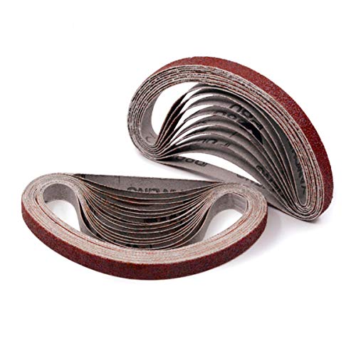 SHUTTLE GENIUS 1/2 X 18 Inch Sanding Belt, 60 Grit Aluminum Oxide Craftmas Belt Sandpaper for Mini Air Belt Sander, 24 Pack(1/2x18 Inch,60 Grit) - Image 1