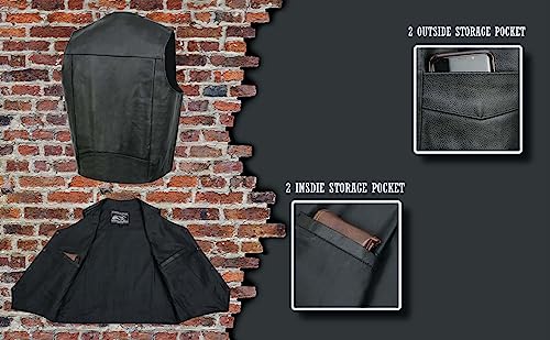 EVENT LEATHER EL5310 Black Motorcycle Leather Vest for Men - Riding Club Adult Motorcycle Vests - 2X-Large - Image 4