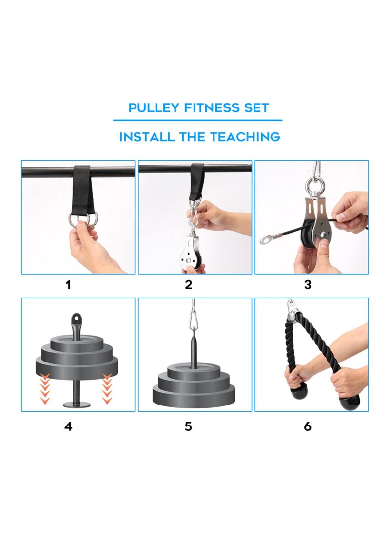 Arabest Pulley System Gym, Home Cable Pulley System with Silent Pulley, Tricep Rope, 2m Cables, Loading Pin, 3 Carabiner and Hanging Strap, Home Gym Equipment for LAT Pulldown and Triceps Extension - Image 5