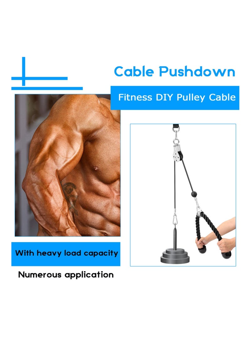 Arabest Pulley System Gym, Home Cable Pulley System with Silent Pulley, Tricep Rope, 2m Cables, Loading Pin, 3 Carabiner and Hanging Strap, Home Gym Equipment for LAT Pulldown and Triceps Extension - Image 4