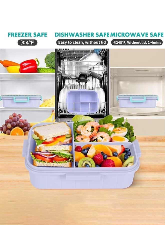 Aurlar Kids Bento Lunch Box, 1200ml BPA-Free Snack Container with 3 Compartments, Leak-Proof & Microwave Safe, Easy to Open, Cute Cartoon Design for School or Daycare Meals - Image 3