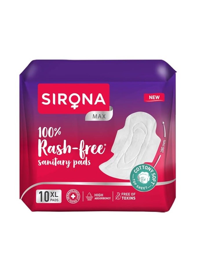 Sirona White Max Sanitary Pads for Women XL - Pack of 10 Pads - Image 1