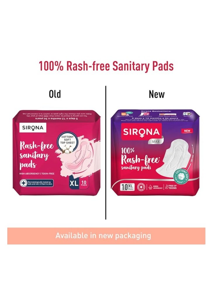 Sirona White Max Sanitary Pads for Women XL - Pack of 10 Pads - Image 2