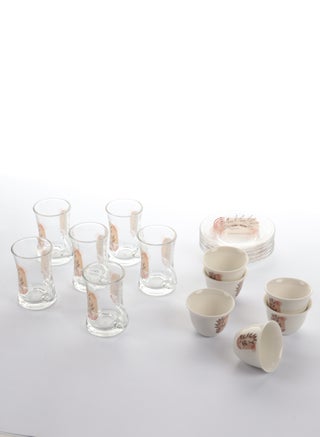 White, transparent, gold engraving