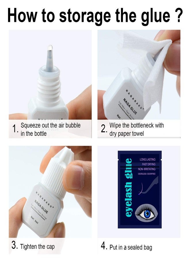 NAGARAKU Strong Eyelash Extension Glue 5ml/2-3s Fast Drying/Retention 30-40 Days/Mild Smell Slightly Irritant/Storage Time 5-6 Months Lashes Adhesive Glue Professional Use Only - Image 4