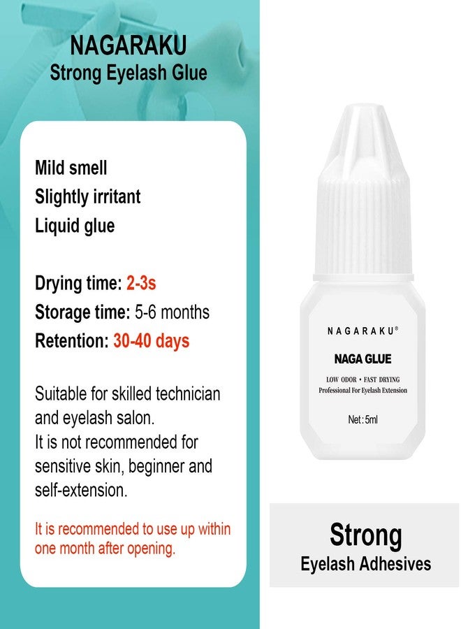 NAGARAKU Strong Eyelash Extension Glue 5ml/2-3s Fast Drying/Retention 30-40 Days/Mild Smell Slightly Irritant/Storage Time 5-6 Months Lashes Adhesive Glue Professional Use Only - Image 2
