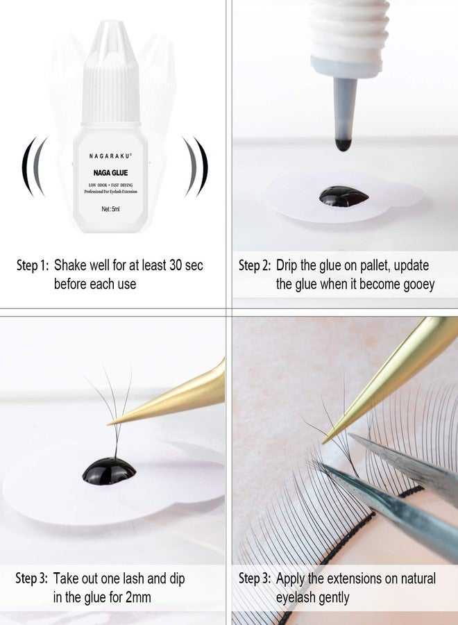 NAGARAKU Strong Eyelash Extension Glue 5ml/2-3s Fast Drying/Retention 30-40 Days/Mild Smell Slightly Irritant/Storage Time 5-6 Months Lashes Adhesive Glue Professional Use Only - Image 3