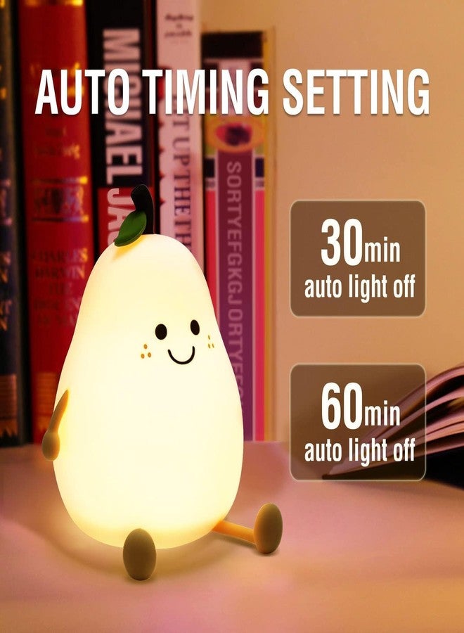 Granthi Enterprise Cute Silicone Pear Night Light for Kids, USB Rechargeable 3 Step Dimmable Night Light, 7 Colour Changing Touch Sensor Squishy Mini Nursery Lamp for Baby Bedroom Decor - Image 5