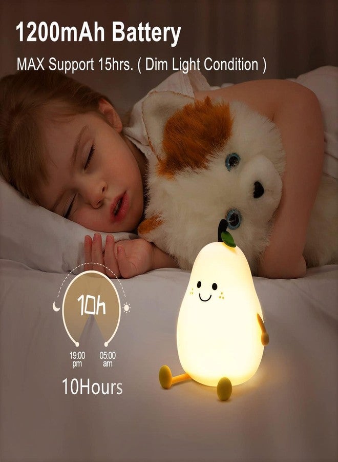 Granthi Enterprise Cute Silicone Pear Night Light for Kids, USB Rechargeable 3 Step Dimmable Night Light, 7 Colour Changing Touch Sensor Squishy Mini Nursery Lamp for Baby Bedroom Decor - Image 4