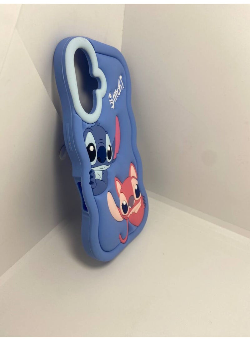 Ecosystem Stylish 3D Cartoon Case Compatible for iPhone 16 -Round Protection, Anti-Slip, Scratch-Resistant, and Fun Aesthetic Cover (Plue Stitch) - Image 2