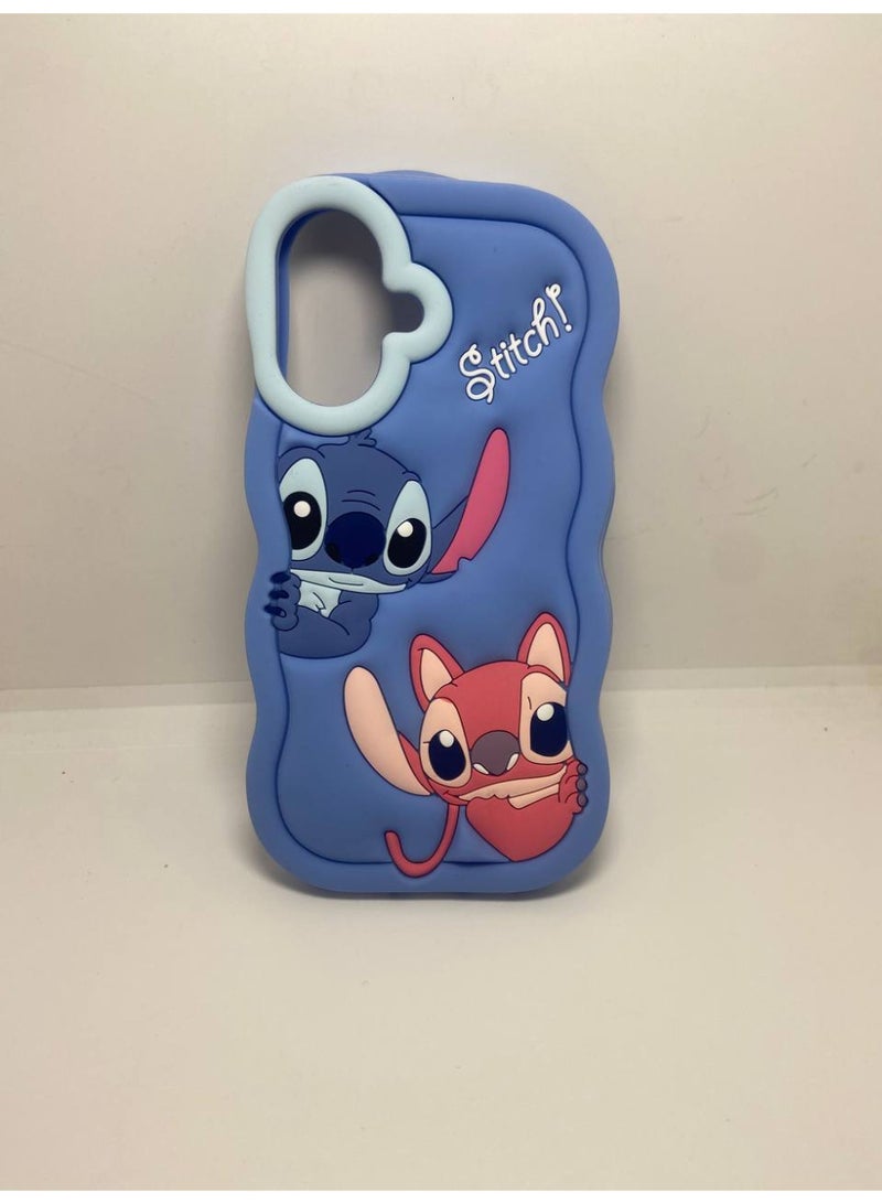 Ecosystem Stylish 3D Cartoon Case Compatible for iPhone 16 -Round Protection, Anti-Slip, Scratch-Resistant, and Fun Aesthetic Cover (Plue Stitch) - Image 4