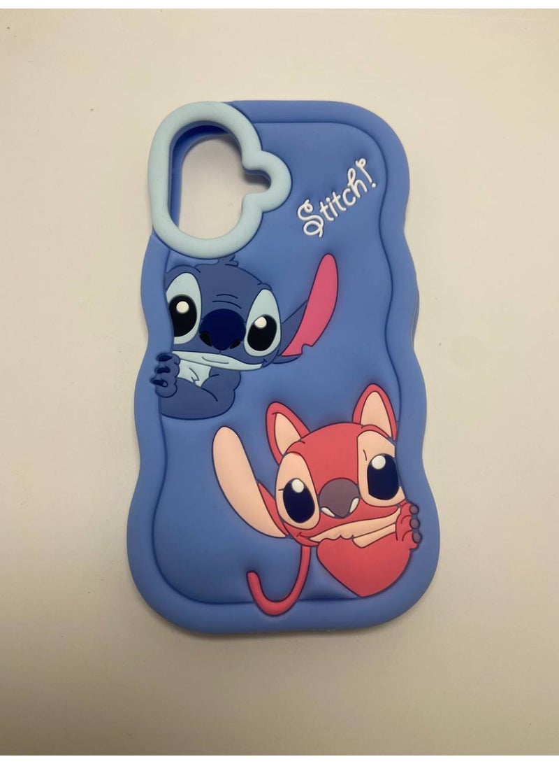 Ecosystem Stylish 3D Cartoon Case Compatible for iPhone 16 -Round Protection, Anti-Slip, Scratch-Resistant, and Fun Aesthetic Cover (Plue Stitch) - Image 3