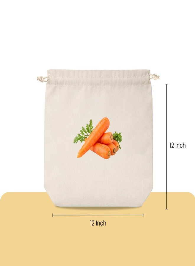 Wrapzy 100% Cotton Reusable Vegetable Bags for Fridge | Eco-Friendly Storage Bags | Washable Breathable Cloth Bags for Vegetables | Plastic-Free Kitchen Organizer | 12x12 Inches | Pack of 10 - Image 3