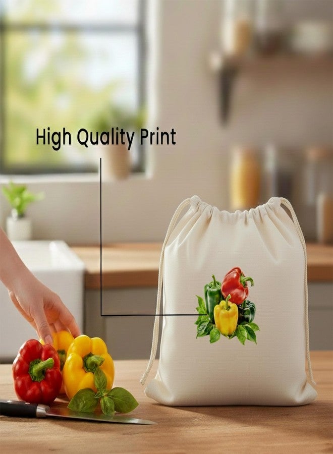 Wrapzy 100% Cotton Reusable Vegetable Bags for Fridge | Eco-Friendly Storage Bags | Washable Breathable Cloth Bags for Vegetables | Plastic-Free Kitchen Organizer | 12x12 Inches | Pack of 10 - Image 4
