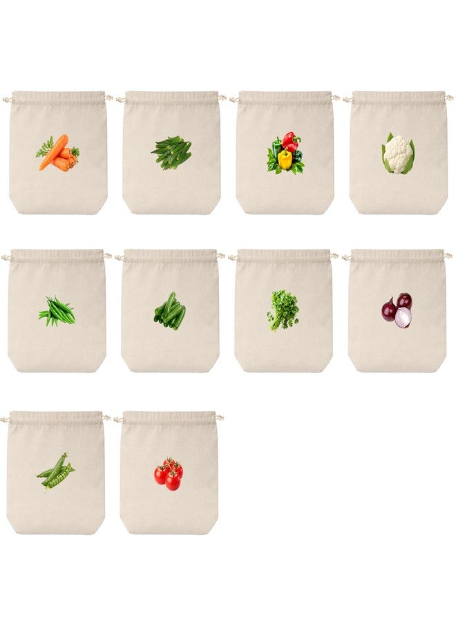 Wrapzy 100% Cotton Reusable Vegetable Bags for Fridge | Eco-Friendly Storage Bags | Washable Breathable Cloth Bags for Vegetables | Plastic-Free Kitchen Organizer | 12x12 Inches | Pack of 10 - Image 1