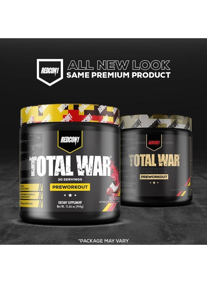 REDCON1 - Total War Pre Workout Powder, Strawberry Mango - Beta Alanine + Citrulline Malate Keto Friendly Preworkout for Men & Women with 320mg of Caffeine - Fast Acting (30 Servings) - Image 1