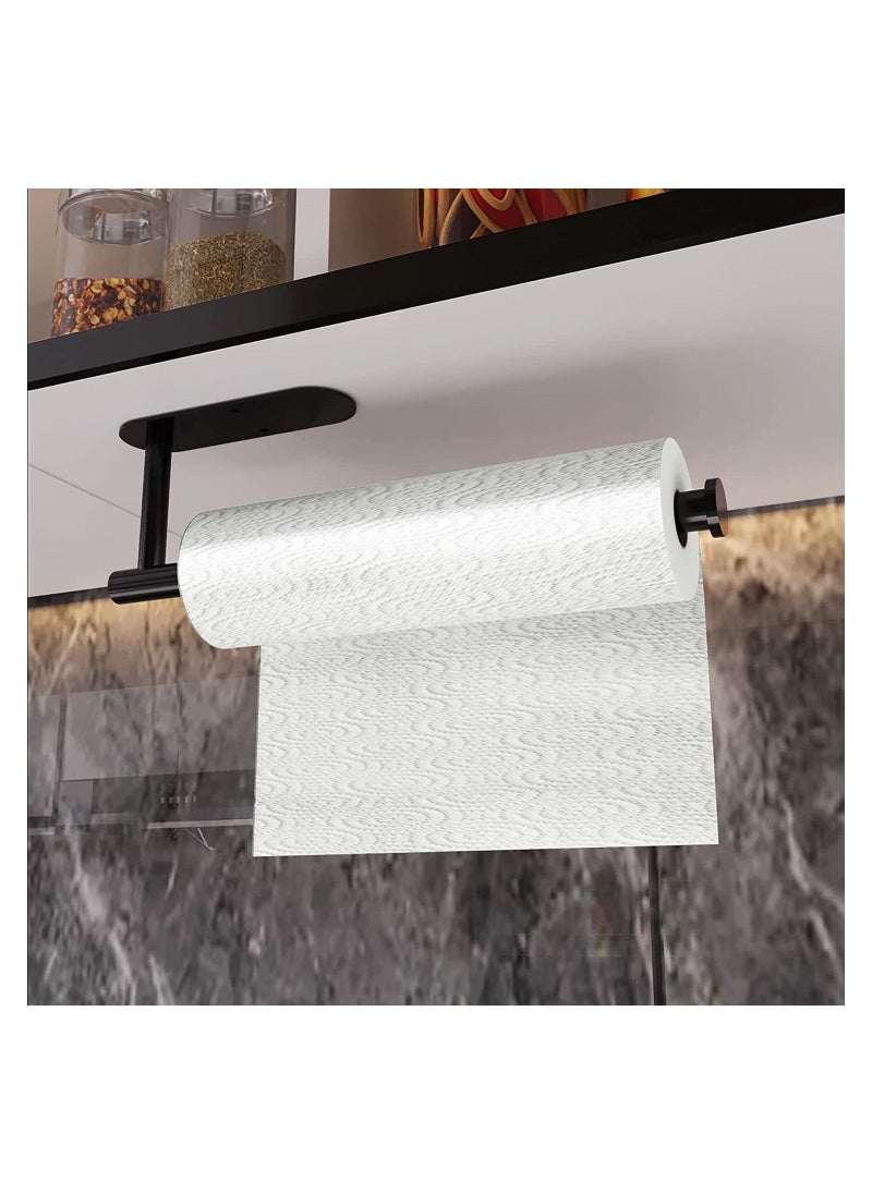 RATSAW Kitchen Roll Paper Holder Towel Holder Self Adhesive or Drilling to Install Stainless Steel Paper Holder for Kitchen Bathroom Black  - Image 1