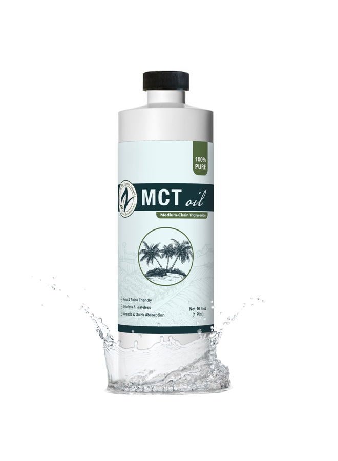 Zatural MCT Oil, Food and Therapeutic Grade, Carrier Oil, Massage Oil, Hydrating Oil, Hair Oil, 0 Additives, Pure MCT Oil (16 Ounce) - Image 1