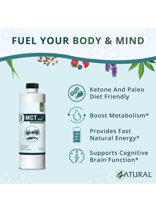 Zatural MCT Oil, Food and Therapeutic Grade, Carrier Oil, Massage Oil, Hydrating Oil, Hair Oil, 0 Additives, Pure MCT Oil (16 Ounce) - Image 5