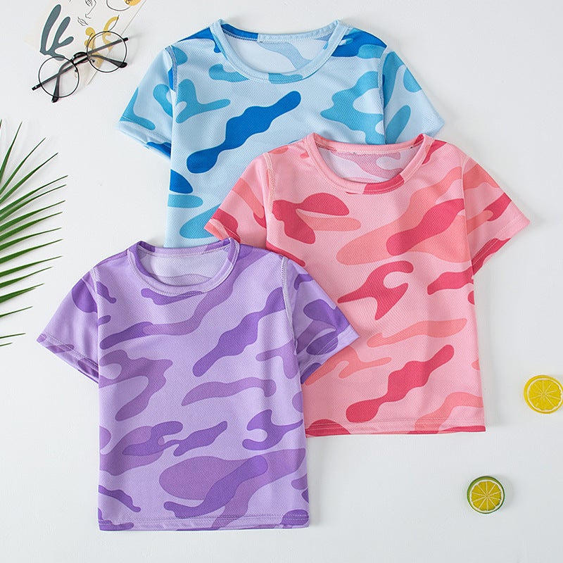 Children'S Thin Short-Sleeved Loose Casual Top Boys And Girls Camouflage Trendy Printed All-Match T-Shirt - Image 1