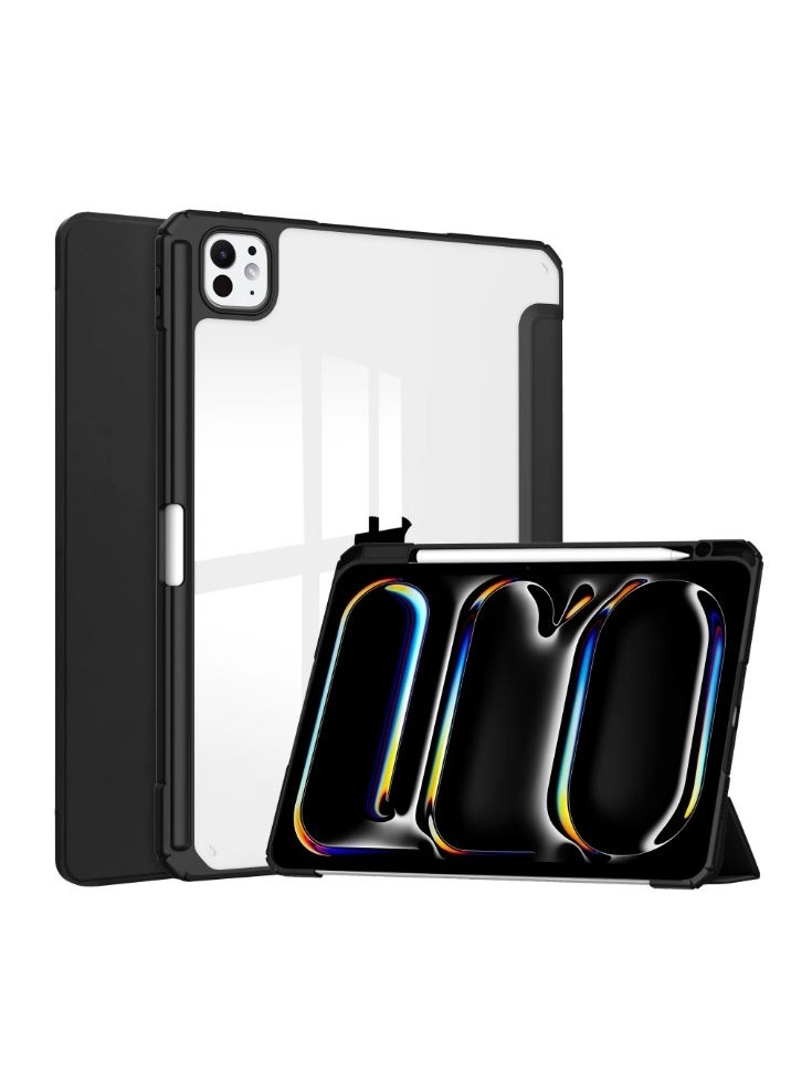 EVO Hybrid Case Compatible with iPad Pro 11 Inch (2022/2021/2020/2018, 4th/3rd/2nd/1st Generation) - Ultra Slim Shockproof Clear Cover w/Pencil Holder, Auto Wake/Sleep, Black  - Image 1