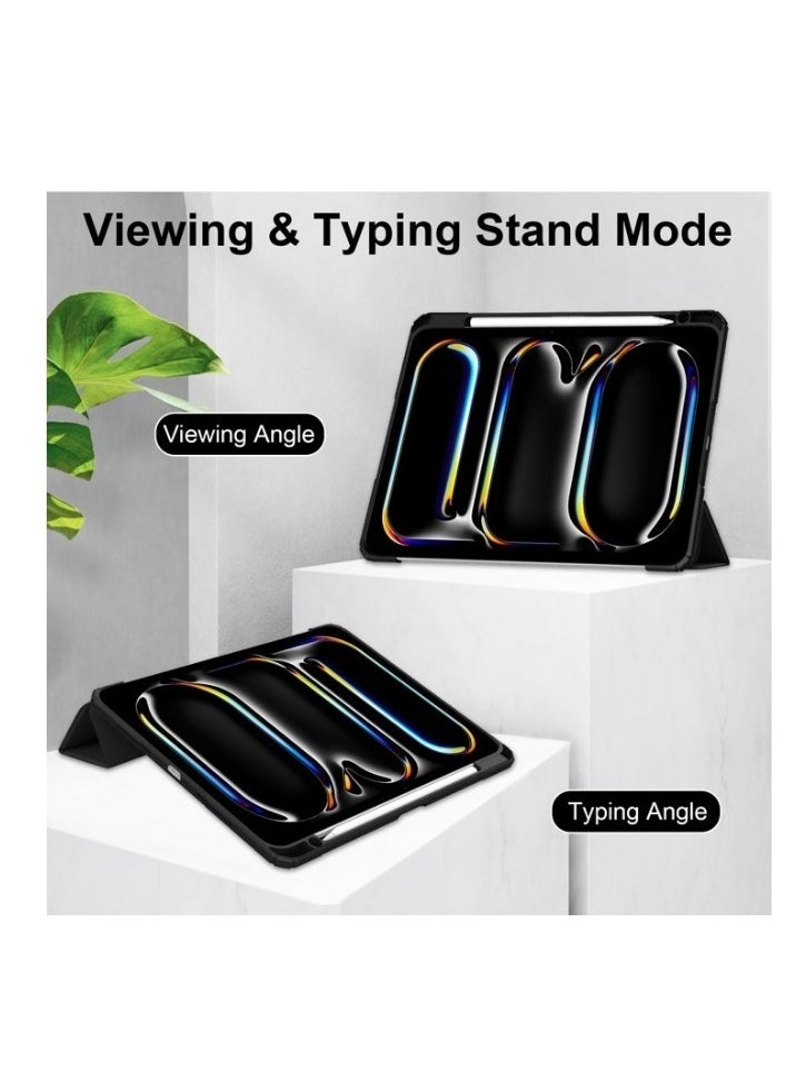 EVO Hybrid Case Compatible with iPad Pro 11 Inch (2022/2021/2020/2018, 4th/3rd/2nd/1st Generation) - Ultra Slim Shockproof Clear Cover w/Pencil Holder, Auto Wake/Sleep, Black  - Image 3