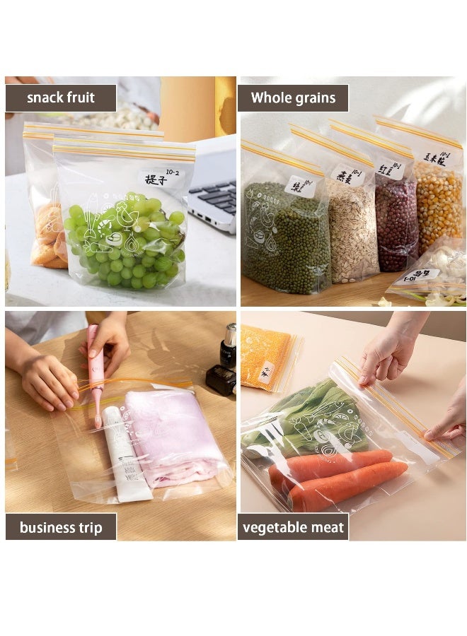 Storage Bags Reusable Ziplock, Clear Freezer Bag Stand Up Food Storage Bag Leakproof Sealed Sandwich Bags Markable Date Microwaveable Grip Sealing Bag for Vegetable Fruit Juice Clothes, 50Pcs 18x20cm - Image 2
