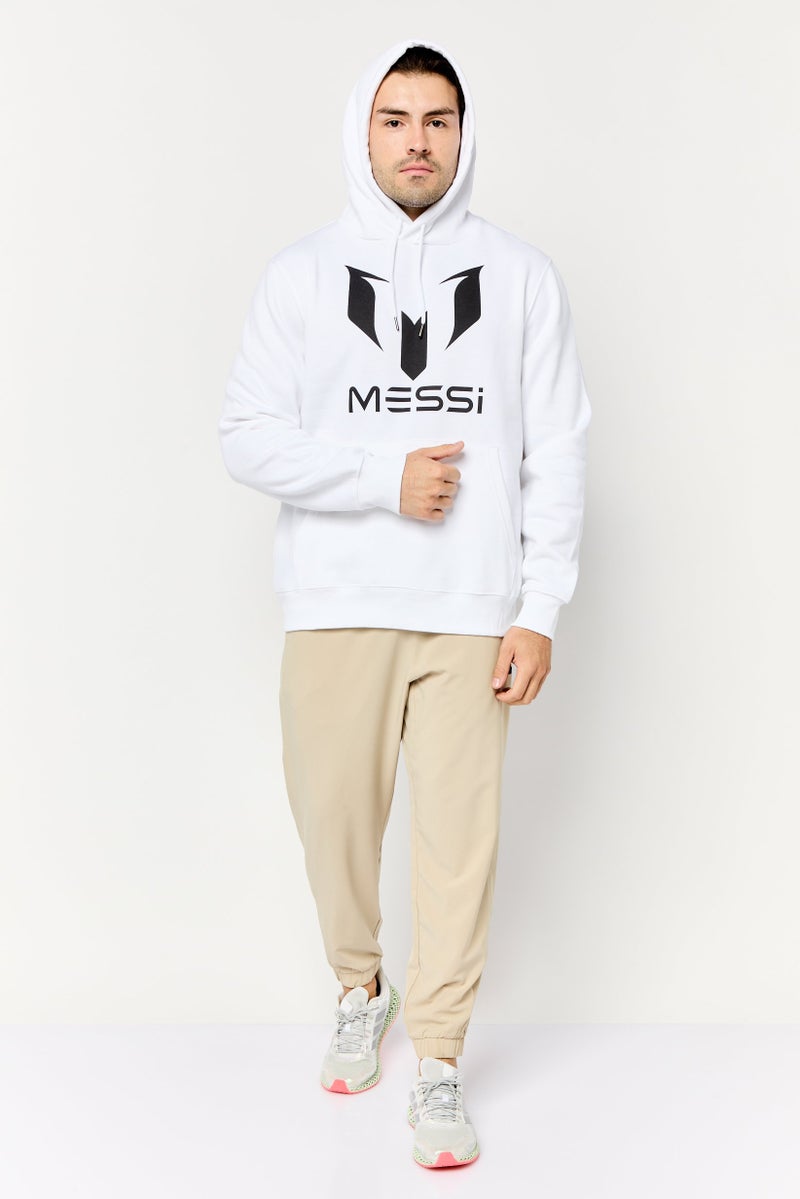 MESSI هودي بأكمام طويلة بطبعة جرافيك للرجال، أبيض - Image 2