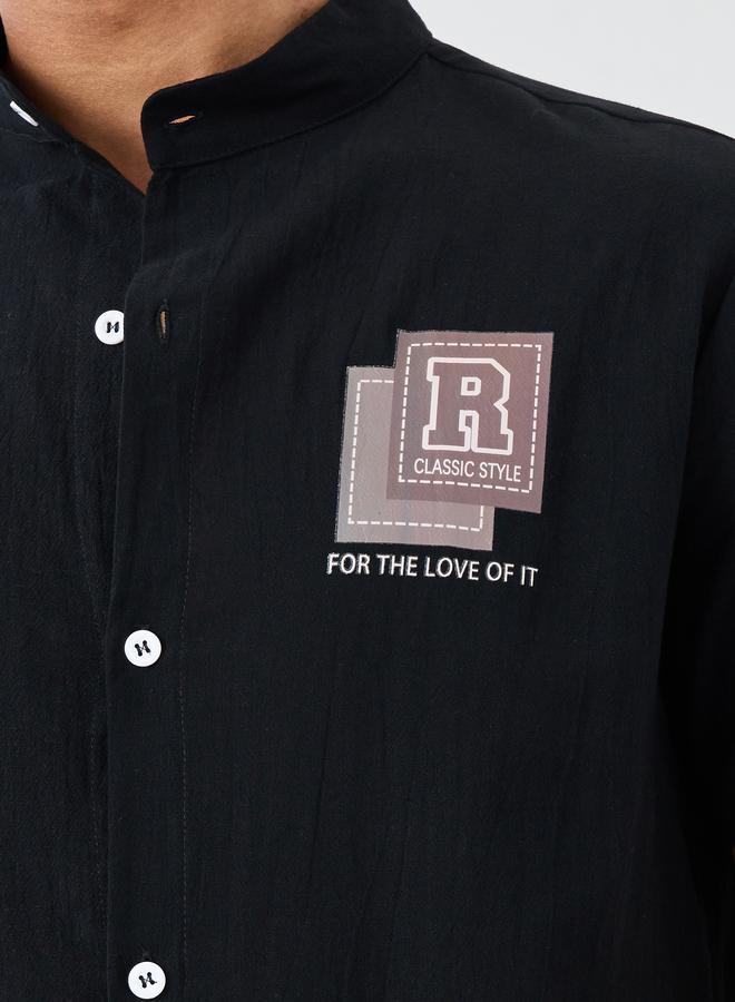 تايك تو قميص بأكمام قصيرة وياقة ماندرين بطبعة جرافيك - Image 3