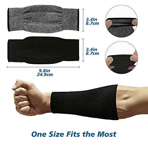 CAWANFLY 2 Pairs Protective Arm Sleeves, Cut Resistant Sleeve Arm Protectors Anti Abrasion Safety Armband for Garden Kitchen Work (Black+Grey) - Image 4
