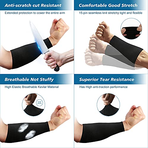 CAWANFLY 2 Pairs Protective Arm Sleeves, Cut Resistant Sleeve Arm Protectors Anti Abrasion Safety Armband for Garden Kitchen Work (Black+Grey) - Image 5