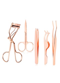 5 Pcs Rose Golden Eyelash Applicator Tool False Eyelashes Applicator Eyebrow Curler Scissors