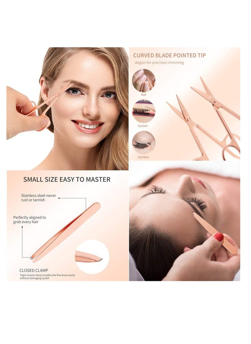 RATSAW - 5 Pcs Rose Golden Eyelash Applicator Tool False Eyelashes Applicator Eyebrow Curler Scissors - Image 1