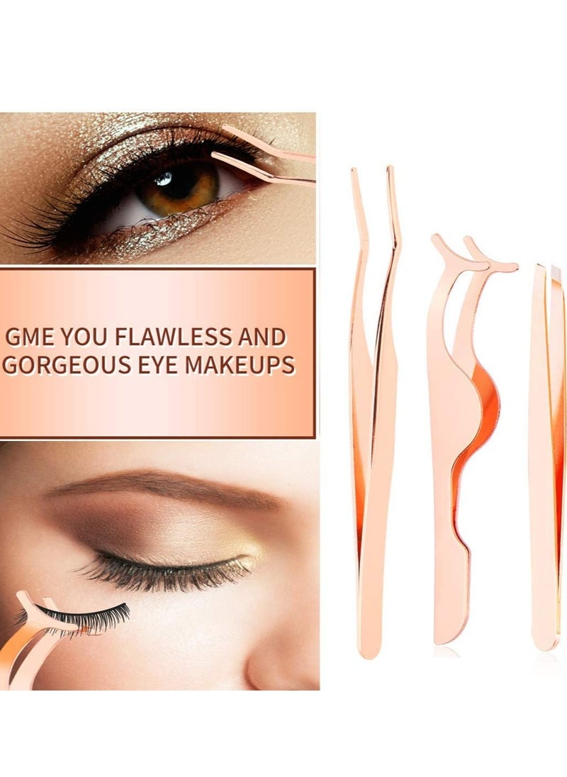 RATSAW - 5 Pcs Rose Golden Eyelash Applicator Tool False Eyelashes Applicator Eyebrow Curler Scissors - Image 1