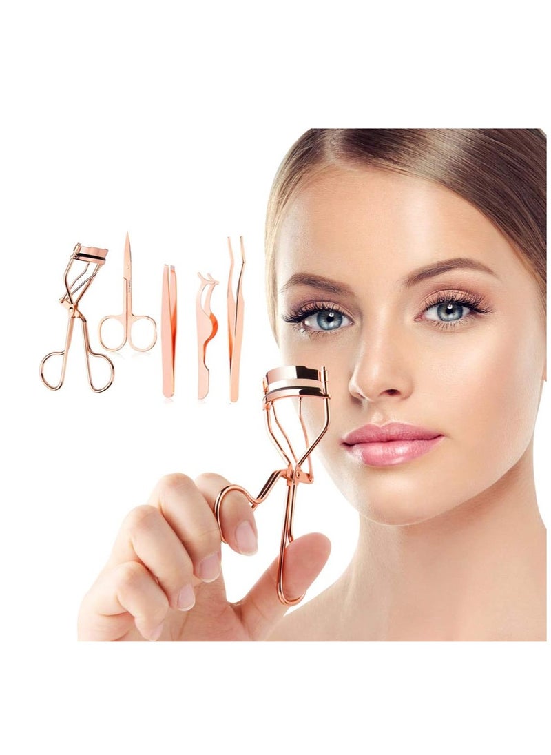 RATSAW - 5 Pcs Rose Golden Eyelash Applicator Tool False Eyelashes Applicator Eyebrow Curler Scissors - Image 1
