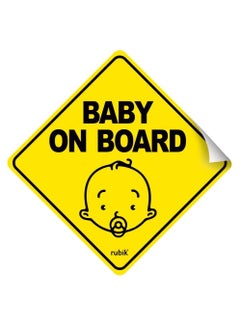 Rubik Baby on Board Car Sign Self Adhesive Sticker 1pc Reflective Kids Safety Warning Cute Design for Car Rear Window Bumper Universal Fit - 12x12cm  - Image 1