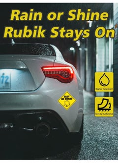 Rubik Baby on Board Car Sign Self Adhesive Sticker 1pc Reflective Kids Safety Warning Cute Design for Car Rear Window Bumper Universal Fit - 12x12cm  - Image 3
