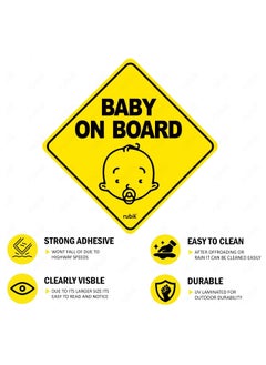 Rubik Baby on Board Car Sign Self Adhesive Sticker 1pc Reflective Kids Safety Warning Cute Design for Car Rear Window Bumper Universal Fit - 12x12cm  - Image 5