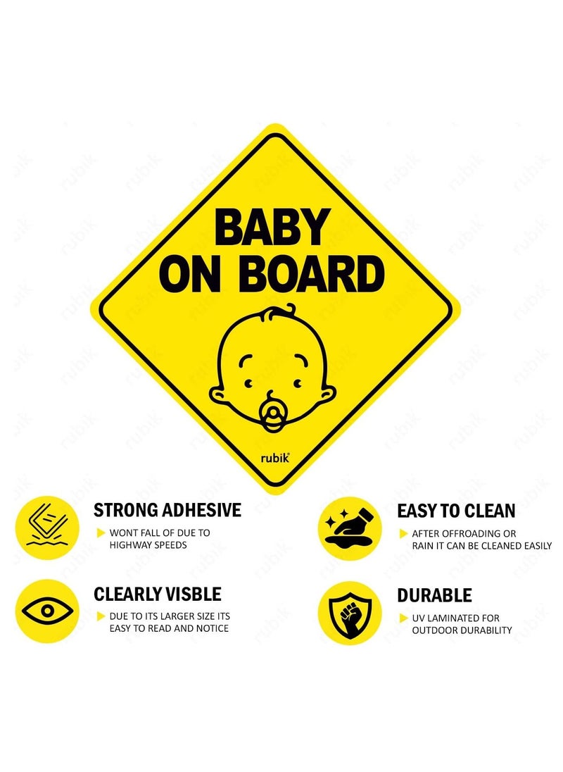 Rubik Baby on Board Car Sign Self Adhesive Sticker 1pc Reflective Kids Safety Warning Cute Design for Car Rear Window Bumper Universal Fit - 12x12cm  - Image 5