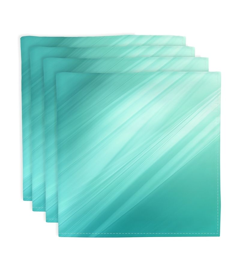 Of 4 Teal Light Beam Square Napkins 17.7x17.7 Inches Washable Polyester For Kitchen Parties Weddings Restaurants Tea Gatherings - Image 1