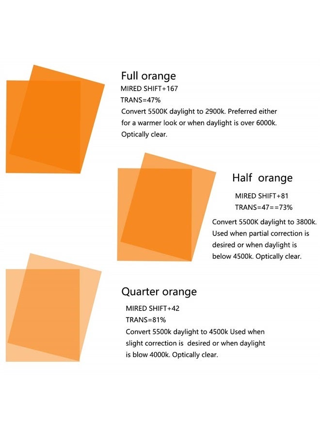 RENIAN Color Correction Gels Filter 6 Pack Kit 16x20 inches/40x50cm Warm Orange Blue Lighting Sheet for Photo Studio Video Flashlight Led Light Photography - Image 3