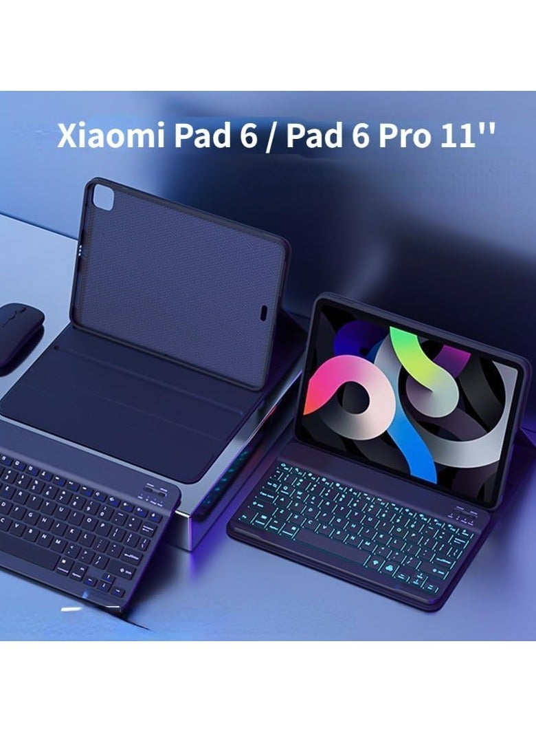 Backlit Keyboard Case Compatible with Xiaomi Mi Pad 6 / Pro 11 Inch 2023, 7 Color Mouse,PU Stand Cover for 6/6 11'' Tablet - Image 2